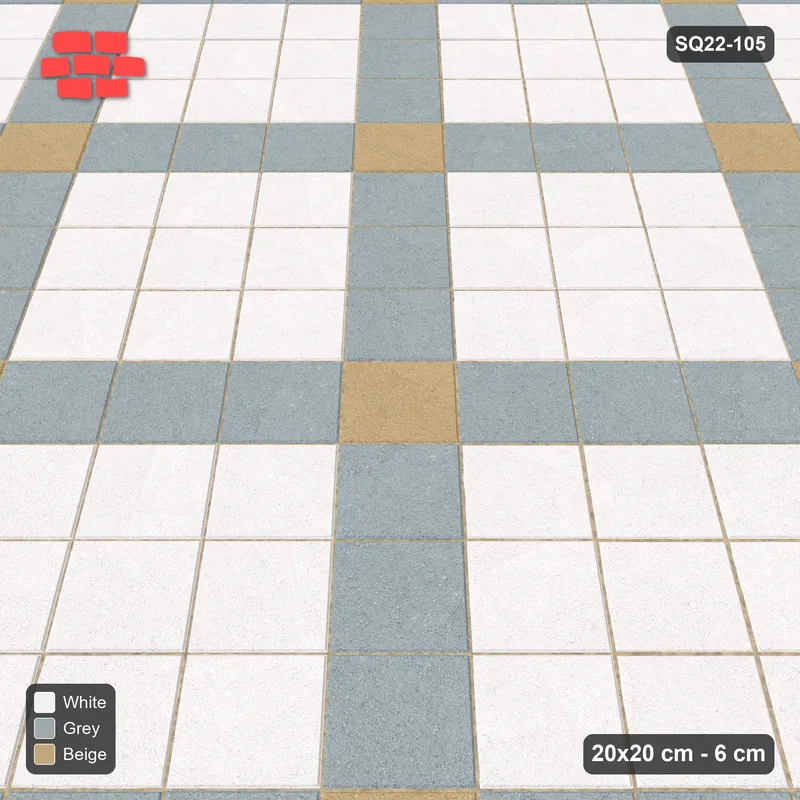 Interlock (Pasco) 20x20 cm · SQ22-105 · Diagonal Grid Corner Accents · Side view