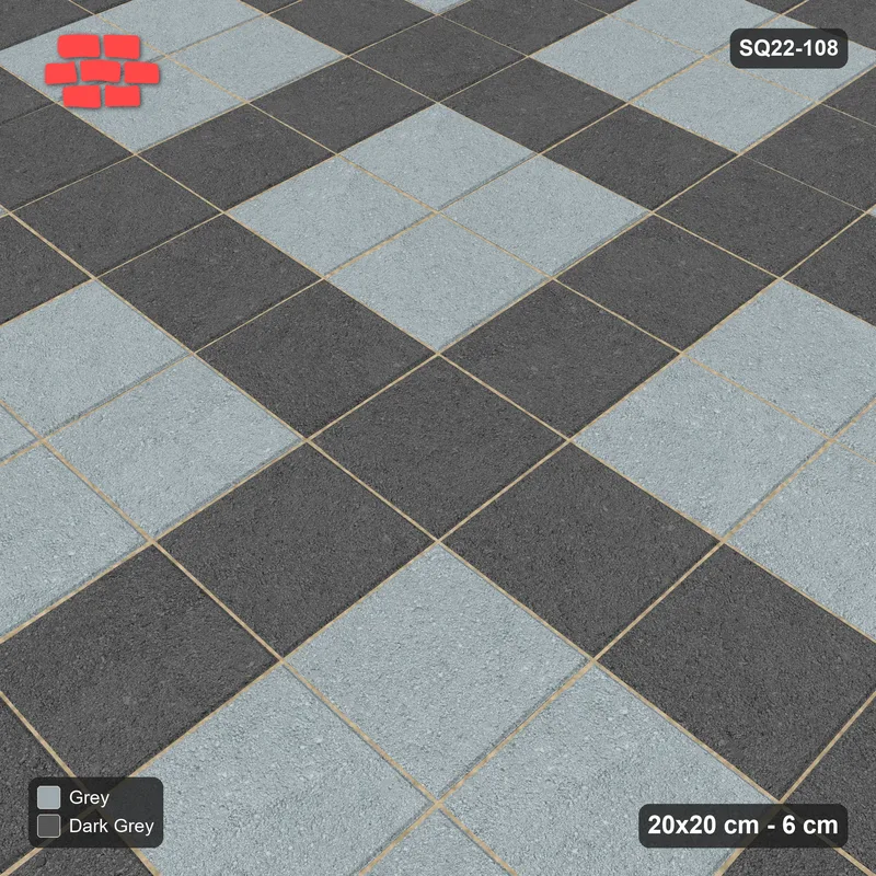 Interlock (Pasco) 20x20 cm · SQ22-108 · Plaza Grid Every 3 Units · Side view