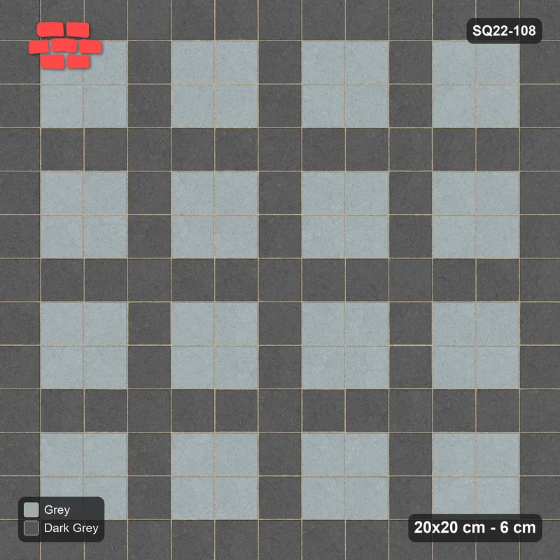 Interlock (Pasco) 20x20 cm · SQ22-108 · Plaza Grid Every 3 Units · Top view