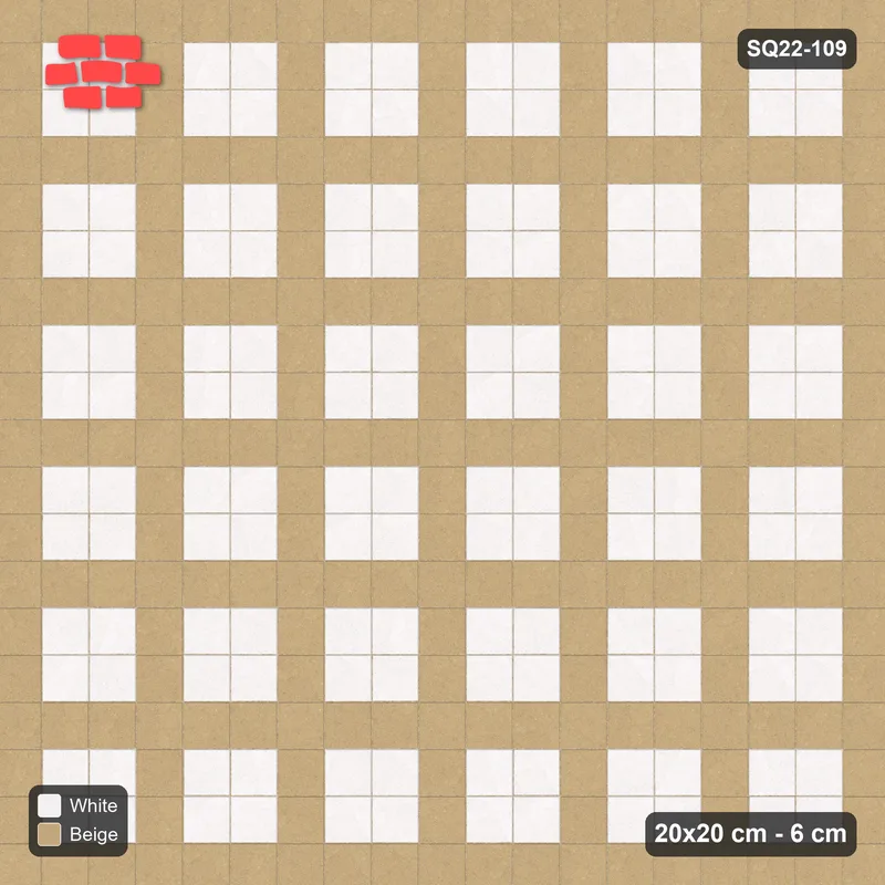 Interlock (Pasco) 20x20 cm · SQ22-109 · Plaza Grid Every 3 Units · Top view