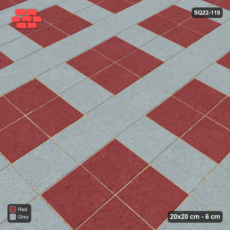 Interlock (Pasco) 20x20 cm · SQ22-110 · Plaza Grid Every 3 Units · Side view