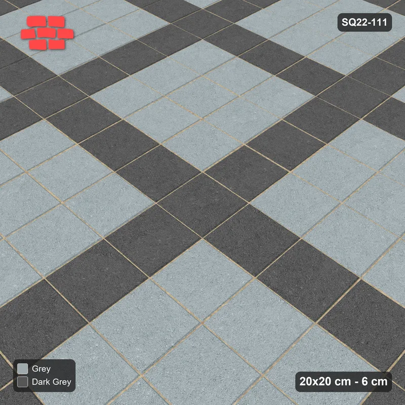Interlock (Pasco) 20x20 cm · SQ22-111 · Plaza Grid Every 4 Units · Side view