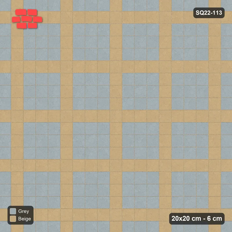 Interlock (Pasco) 20x20 cm · SQ22-113 · Plaza Grid Every 4 Units · Top view