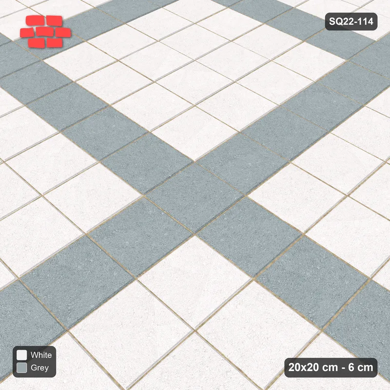 Interlock (Pasco) 20x20 cm · SQ22-114 · Plaza Grid Every 5 Units · Side view