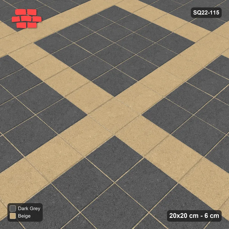 Interlock (Pasco) 20x20 cm · SQ22-115 · Plaza Grid Every 5 Units · Side view