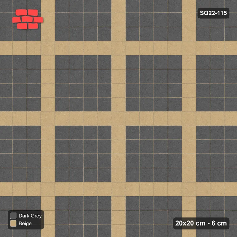 Interlock (Pasco) 20x20 cm · SQ22-115 · Plaza Grid Every 5 Units · Top view