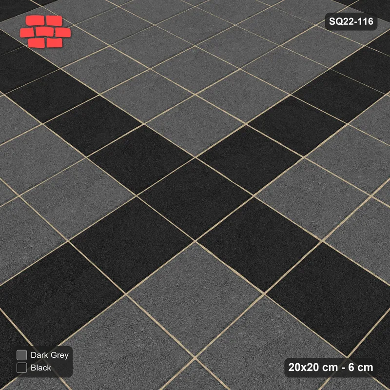 Interlock (Pasco) 20x20 cm · SQ22-116 · Plaza Grid Every 6 Units · Side view