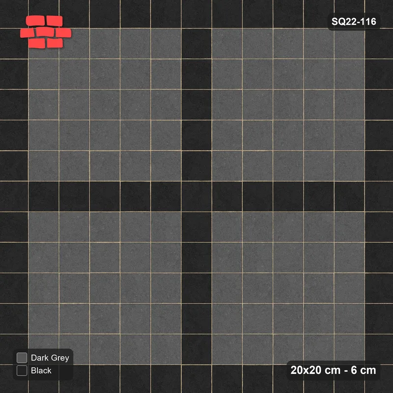 Interlock (Pasco) 20x20 cm · SQ22-116 · Plaza Grid Every 6 Units · Top view