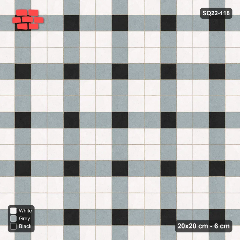 Interlock (Pasco) 20x20 cm · SQ22-118 · Plaza Grid Corner Accents 3 · Top view