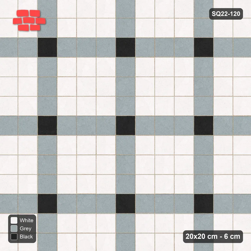 Interlock (Pasco) 20x20 cm · SQ22-120 · Plaza Grid Corner Accents 4 · Top view