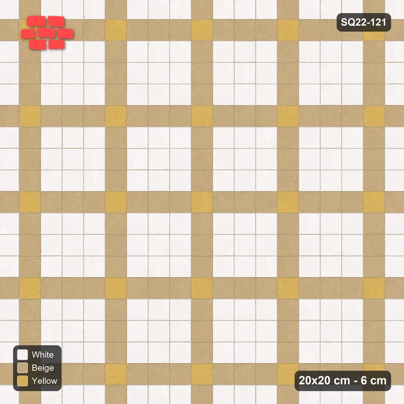 Interlock (Pasco) 20x20 cm · SQ22-121 · Plaza Grid Corner Accents 4 · Top view