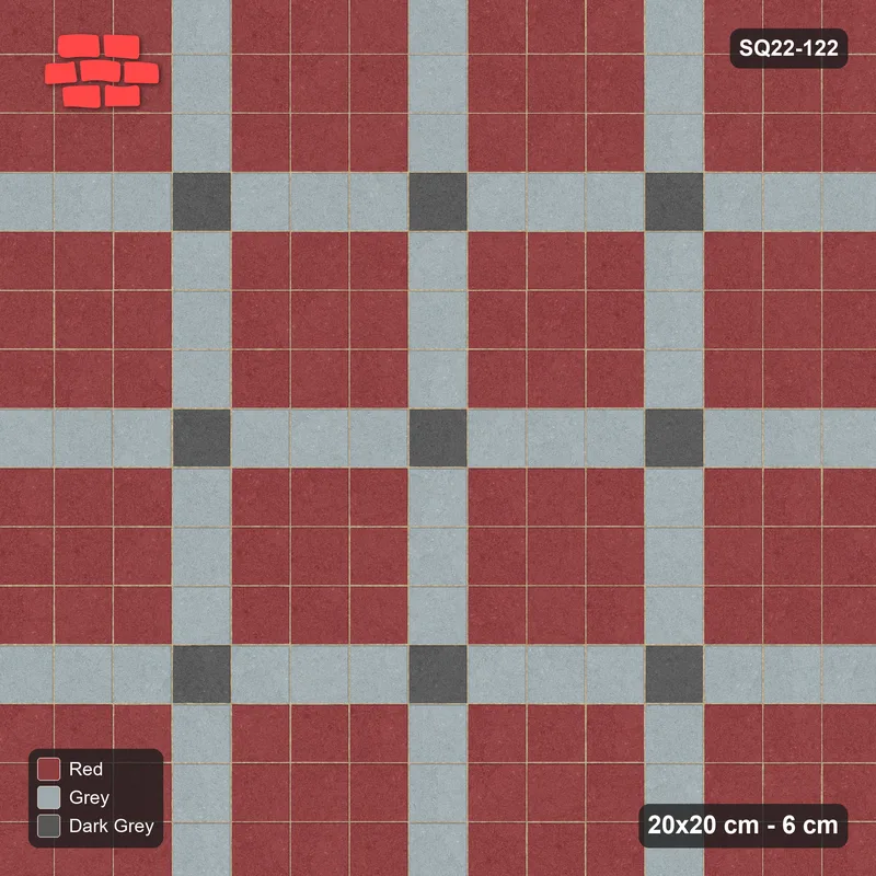 Interlock (Pasco) 20x20 cm · SQ22-122 · Plaza Grid Corner Accents 4 · Top view