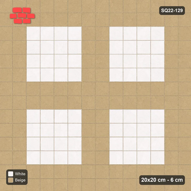 Interlock (Pasco) 20x20 cm · SQ22-129 · Large Plaza Grid · Top view