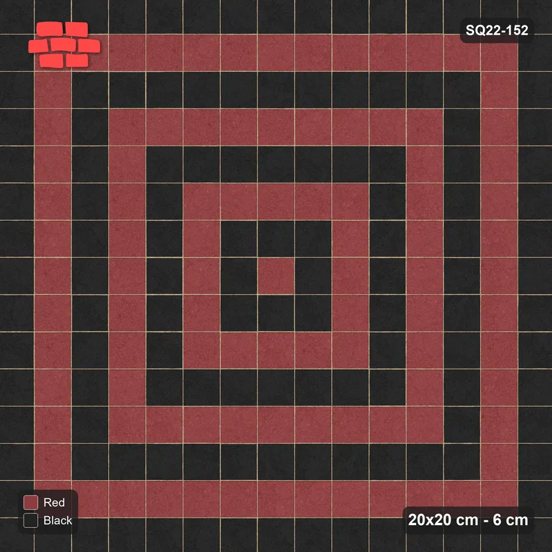 Interlock (Pasco) 20x20 cm · SQ22-152 · Concentric Square Rings · Top view