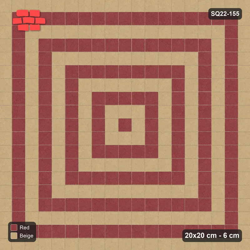 Interlock (Pasco) 20x20 cm · SQ22-155 · Concentric Square Rings · Top view
