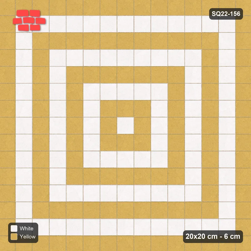 Interlock (Pasco) 20x20 cm · SQ22-156 · Concentric Square Rings · Top view