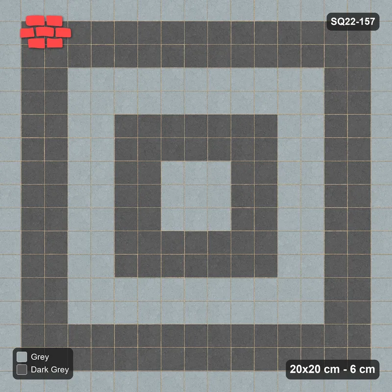 Interlock (Pasco) 20x20 cm · SQ22-157 · Wide Square Rings · Top view