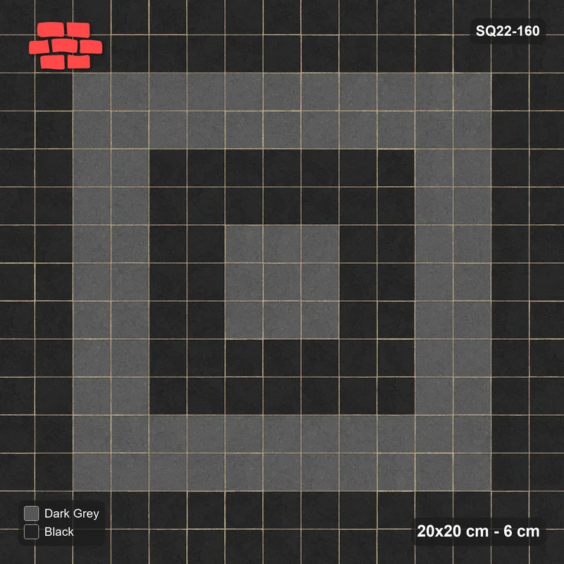 Interlock (Pasco) 20x20 cm · SQ22-160 · Wide Square Rings · Top view