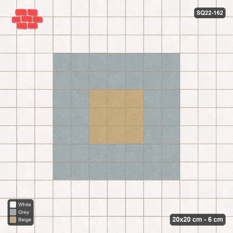 Interlock (Pasco) 20x20 cm · SQ22-162 · Central Square Medallion · Top view