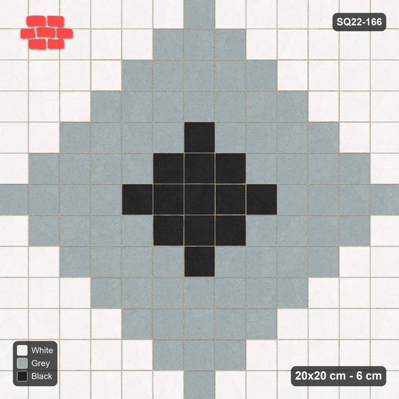 Interlock (Pasco) 20x20 cm · SQ22-166 · Central Diamond Medallion · Top view