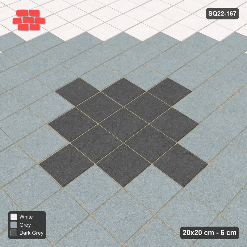 Interlock (Pasco) 20x20 cm · SQ22-167 · Central Diamond Medallion · Side view