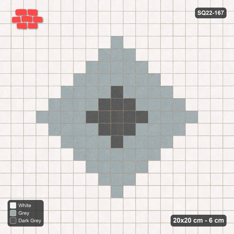 Interlock (Pasco) 20x20 cm · SQ22-167 · Central Diamond Medallion · Top view