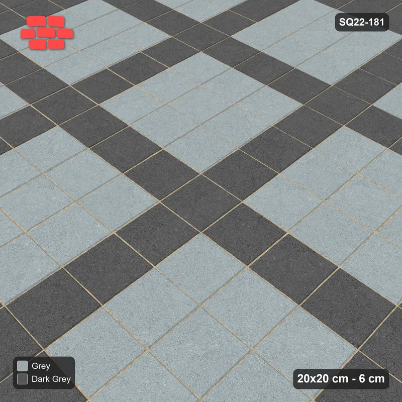 Interlock (Pasco) 20x20 cm · SQ22-181 · Single Border, Plaza Grid Field · Side view