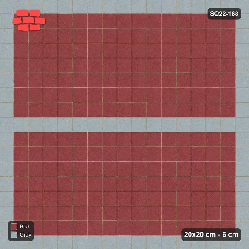 Interlock (Pasco) 20x20 cm · SQ22-183 · Single Border, Centre Band Field · Top view