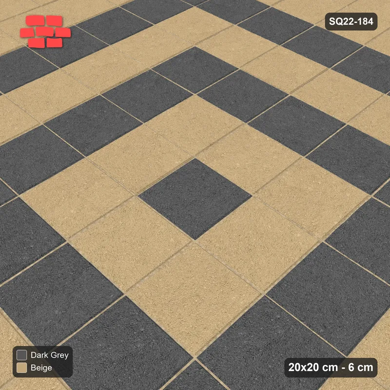 Interlock (Pasco) 20x20 cm · SQ22-184 · Single Border, Rings Field · Side view