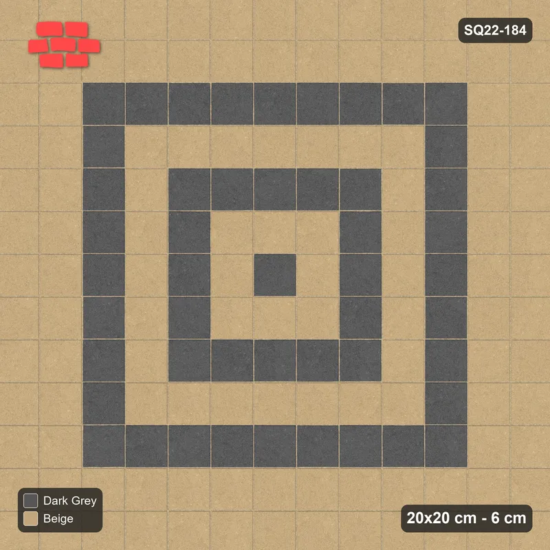 Interlock (Pasco) 20x20 cm · SQ22-184 · Single Border, Rings Field · Top view