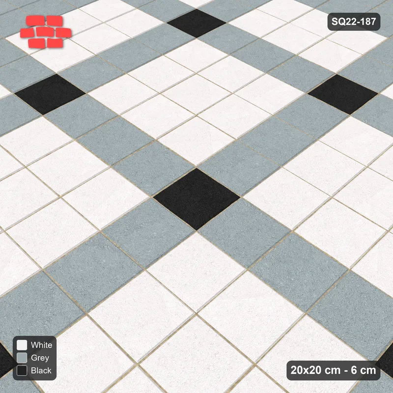 Interlock (Pasco) 20x20 cm · SQ22-187 · Double Border, Corner-Accent Grid Field · Side view