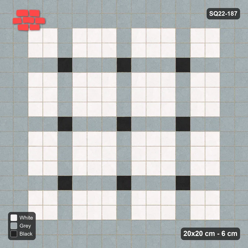 Interlock (Pasco) 20x20 cm · SQ22-187 · Double Border, Corner-Accent Grid Field · Top view
