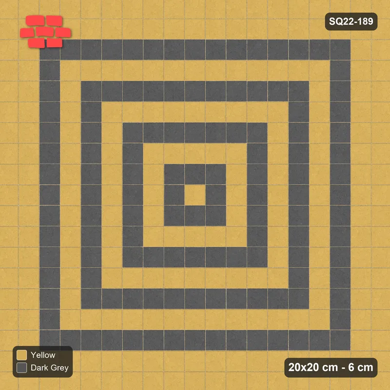Interlock (Pasco) 20x20 cm · SQ22-189 · Double Border, Rings Field · Top view
