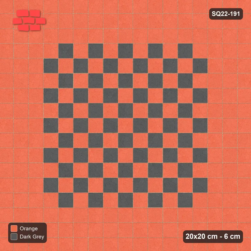 Interlock (Pasco) 20x20 cm · SQ22-191 · Triple Border, Checker Field · Top view