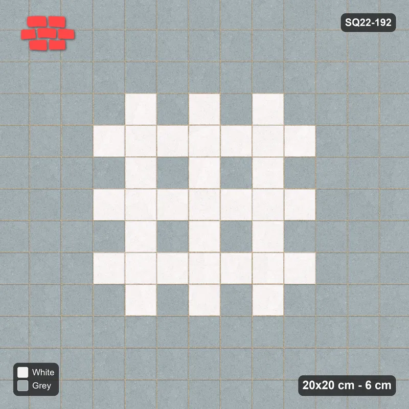 Interlock (Pasco) 20x20 cm · SQ22-192 · Triple Border, Accent Squares Field · Top view