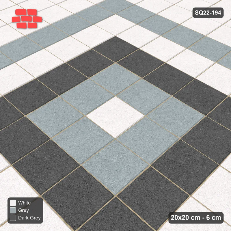 Interlock (Pasco) 20x20 cm · SQ22-194 · Triple Border, Rings Field · Side view