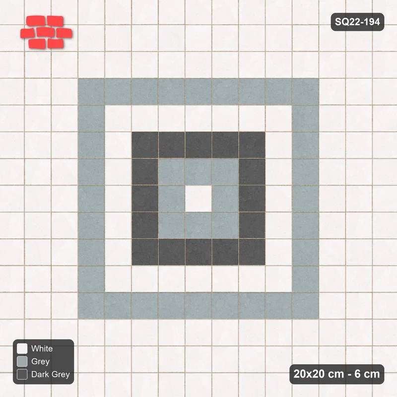Interlock (Pasco) 20x20 cm · SQ22-194 · Triple Border, Rings Field · Top view