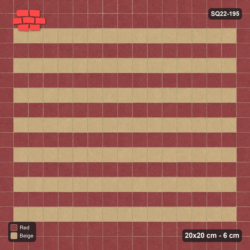 Interlock (Pasco) 20x20 cm · SQ22-195 · Single Border, Course Stripes Field · Top view