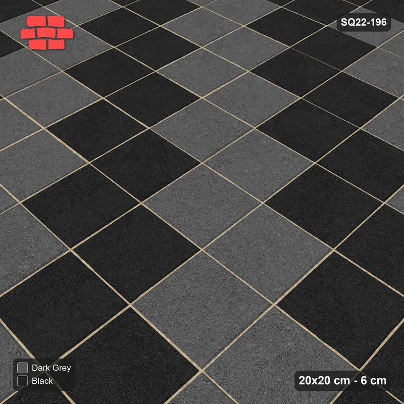 Interlock (Pasco) 20x20 cm · SQ22-196 · Single Border, Diagonal Stripes Field · Side view