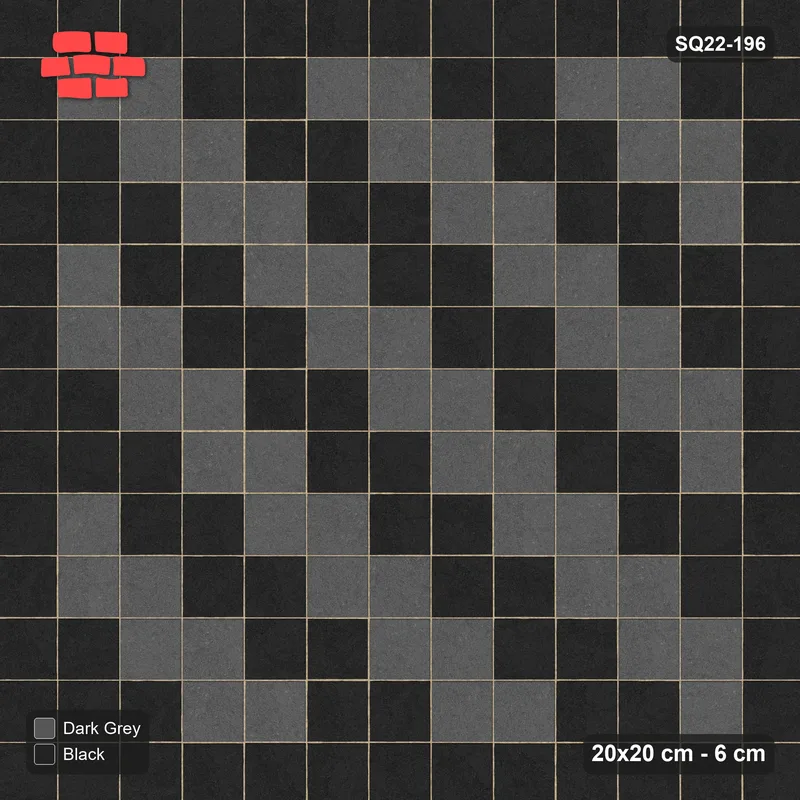 Interlock (Pasco) 20x20 cm · SQ22-196 · Single Border, Diagonal Stripes Field · Top view
