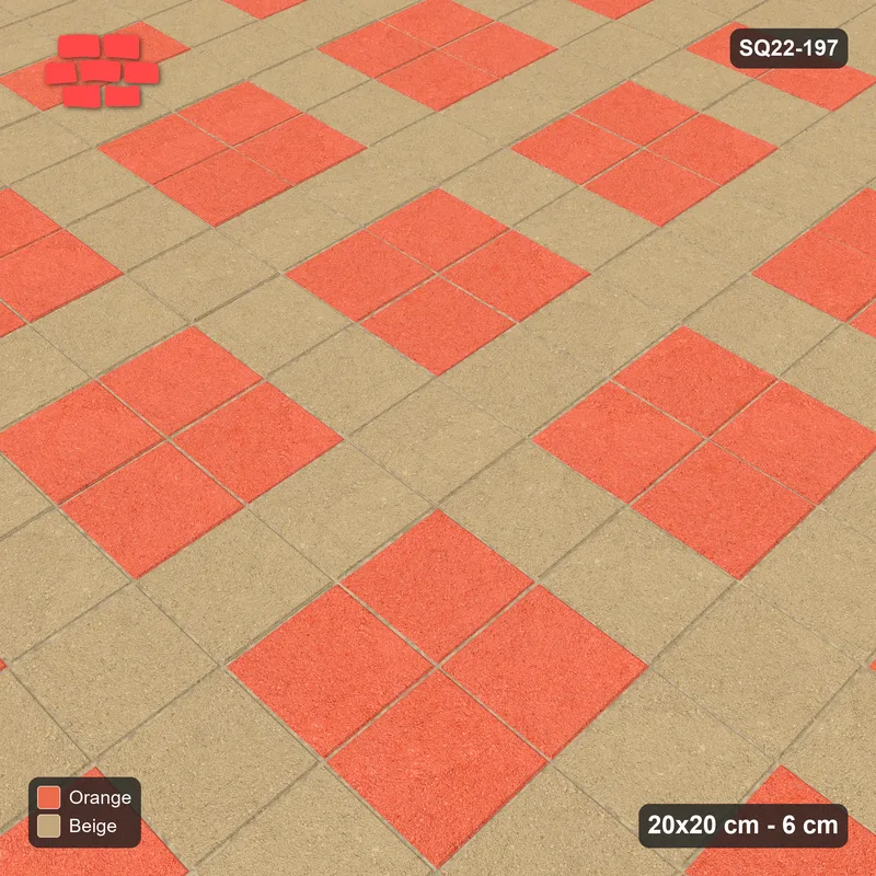 Interlock (Pasco) 20x20 cm · SQ22-197 · Double Border, Plaza Grid Field · Side view