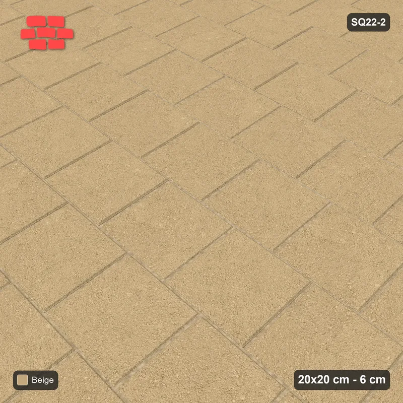 Interlock (Pasco) 20x20 cm · SQ22-2 · Half Running Bond · Side view Interlock (Pasco) 20x20 cm · SQ22-2 · Half Running Bond · Side view