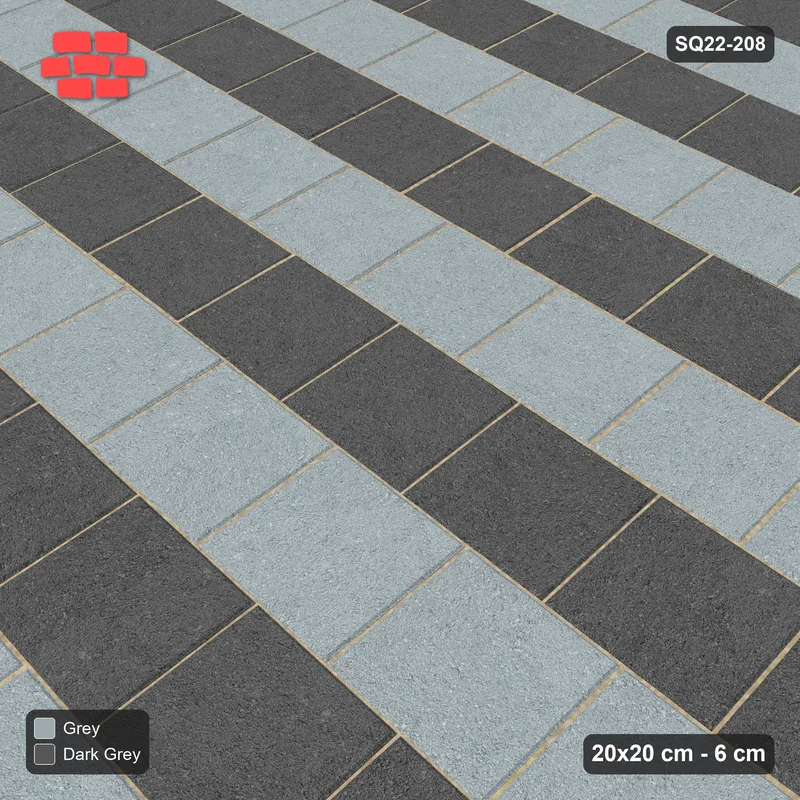Interlock (Pasco) 20x20 cm · SQ22-208 · Running Bond Alternate Courses · Side view