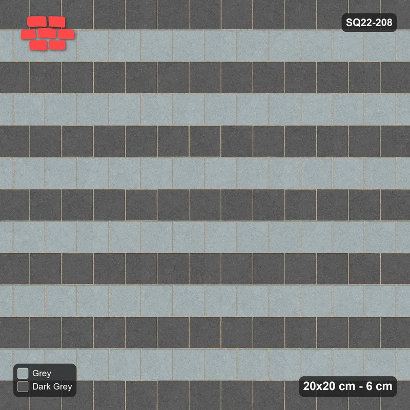 Interlock (Pasco) 20x20 cm · SQ22-208 · Running Bond Alternate Courses · Top view