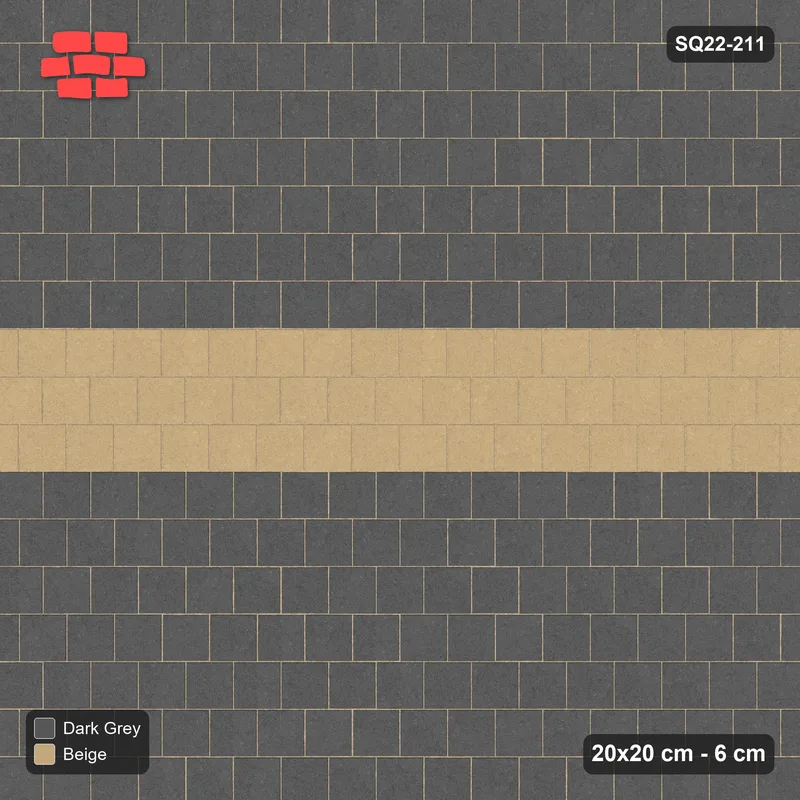 Interlock (Pasco) 20x20 cm · SQ22-211 · Running Bond Feature Band · Top view