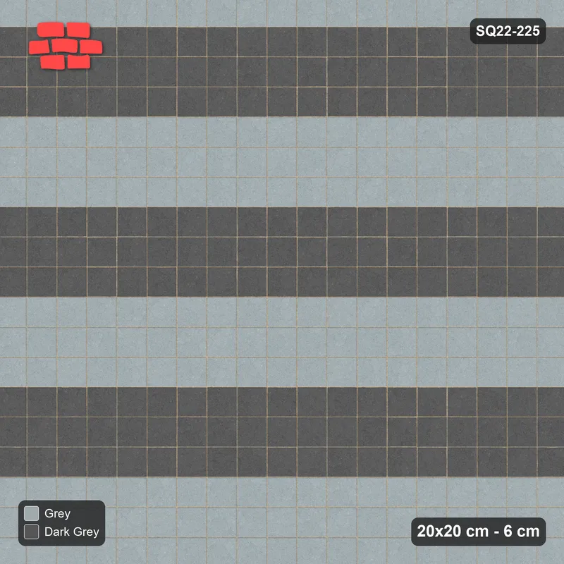 Interlock (Pasco) 20x20 cm · SQ22-225 · Stack Bond Wide Course Bands · Top view