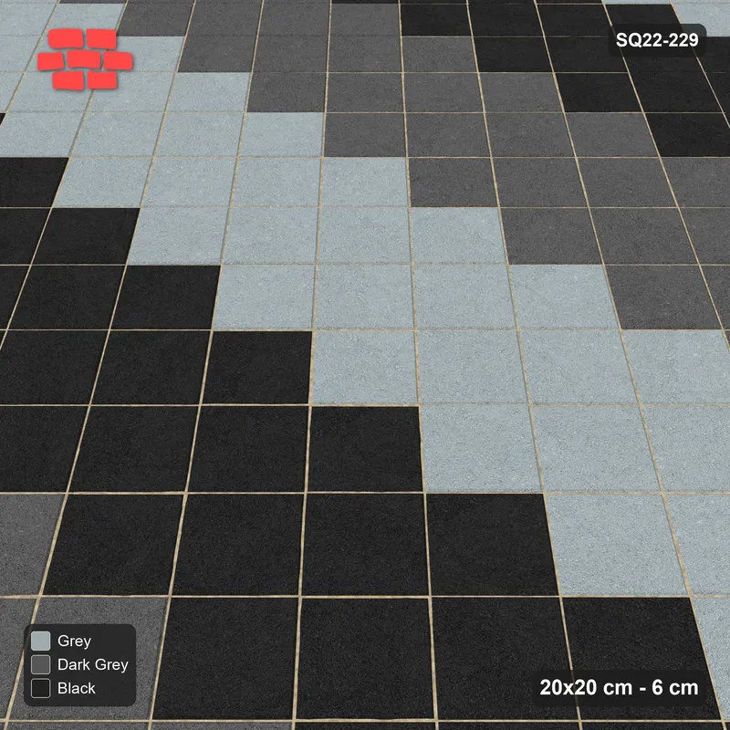Interlock (Pasco) 20x20 cm · SQ22-229 · Diagonal Tri-Tone Bands · Side view
