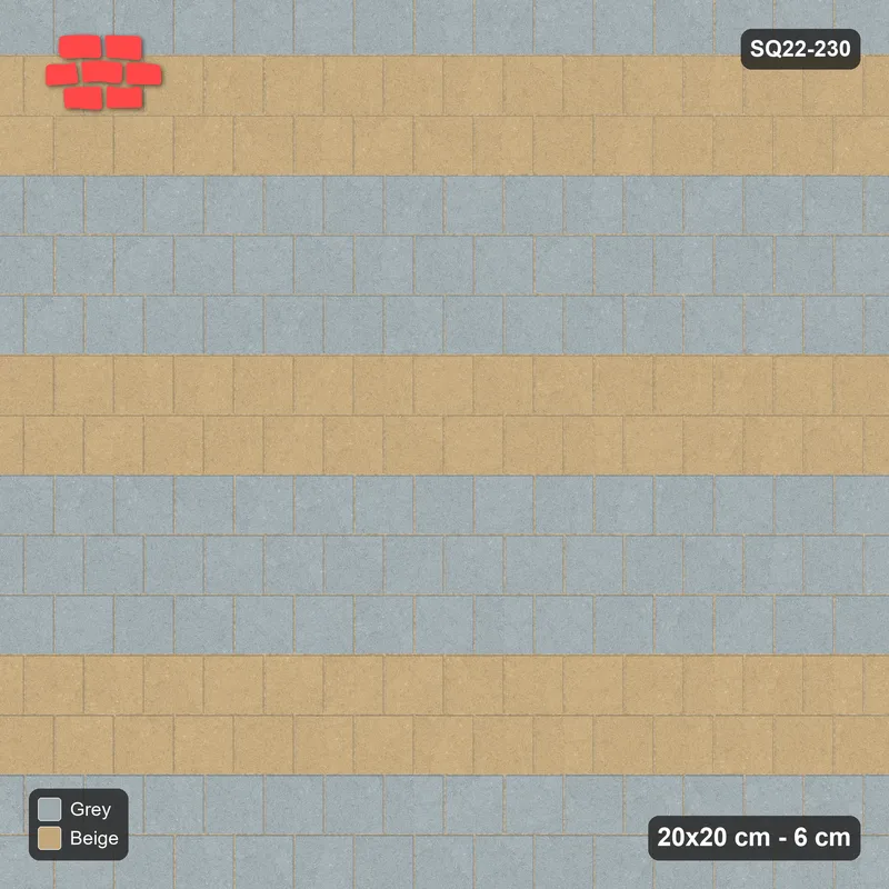 Interlock (Pasco) 20x20 cm · SQ22-230 · Running Bond Graded Course Bands · Top view