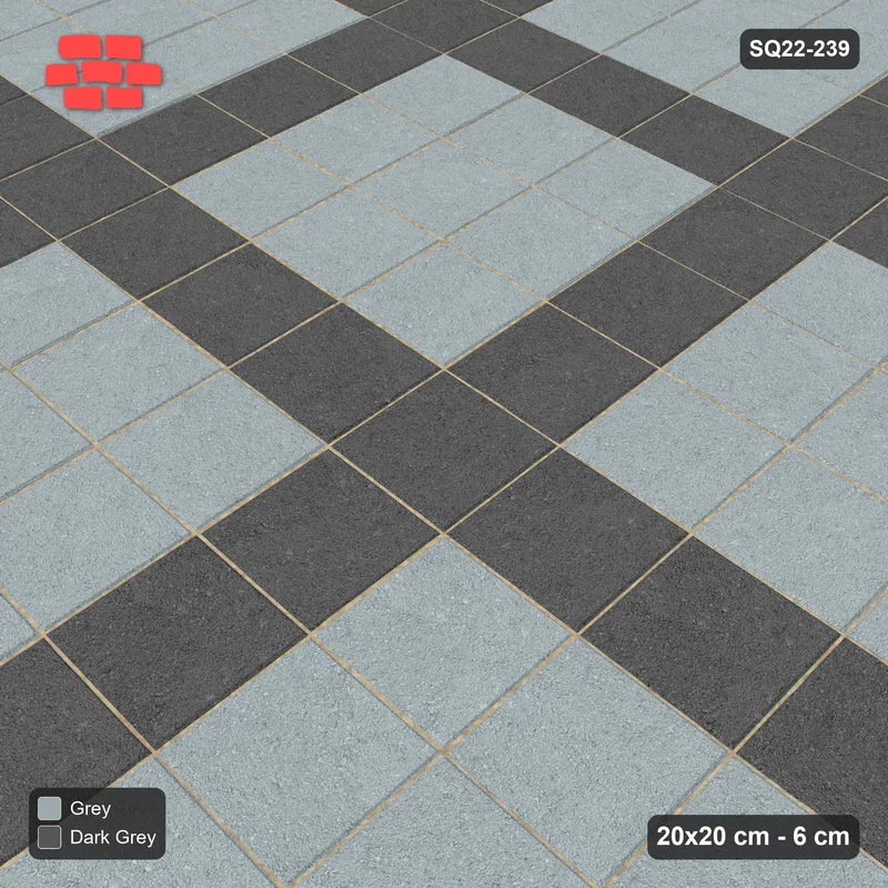 Interlock (Pasco) 20x20 cm · SQ22-239 · Plaza Grid in Kerb Frame · Side view