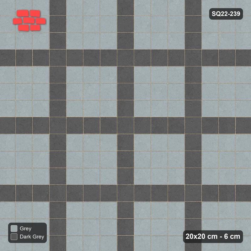 Interlock (Pasco) 20x20 cm · SQ22-239 · Plaza Grid in Kerb Frame · Top view